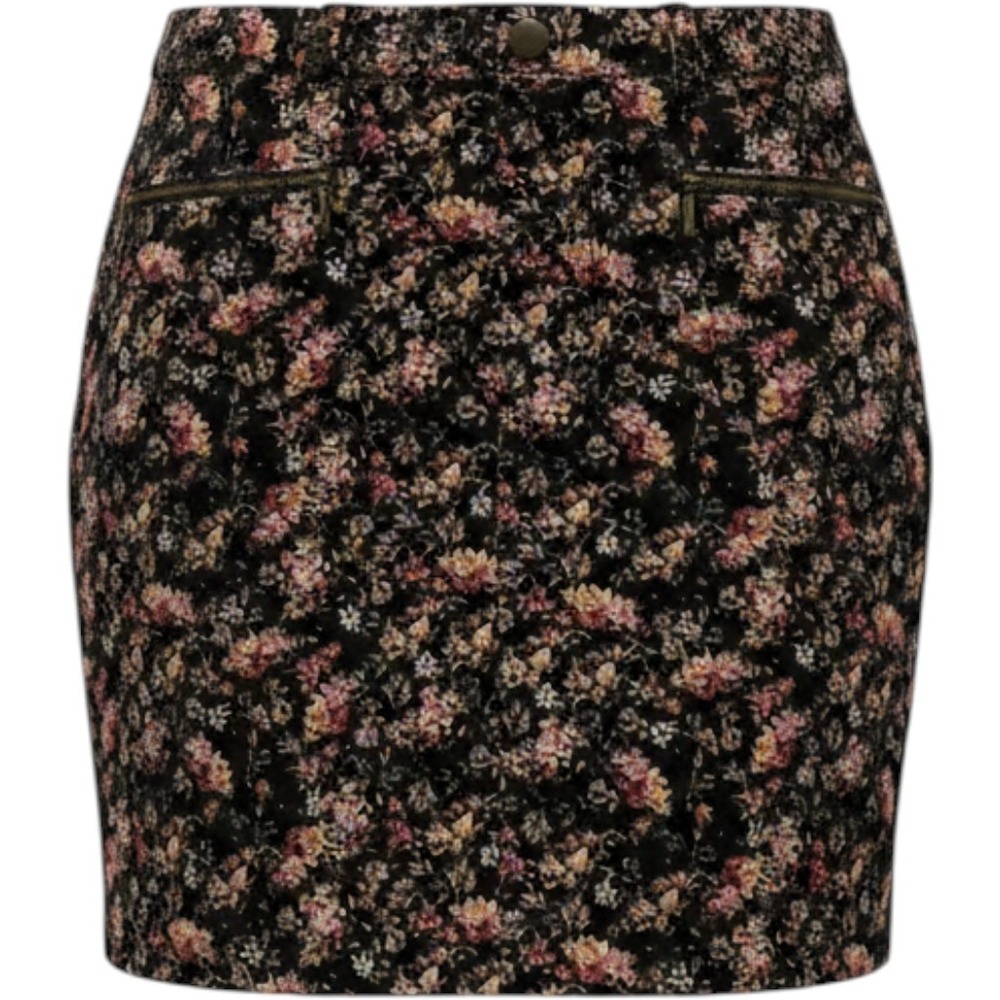 Retro style Mossimo Supply Co Floral Corduroy Mini Skirt Black Pink Size 12